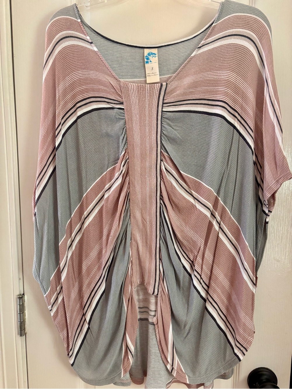 Anthropologie Striped Draped Tunic in Rose and Gray